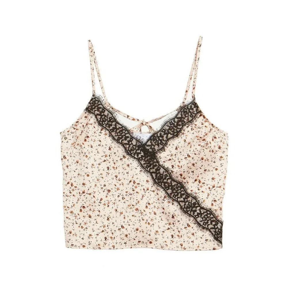 Leith Lace Trim Camisole‎ Floral V-Neck sz M NWOT